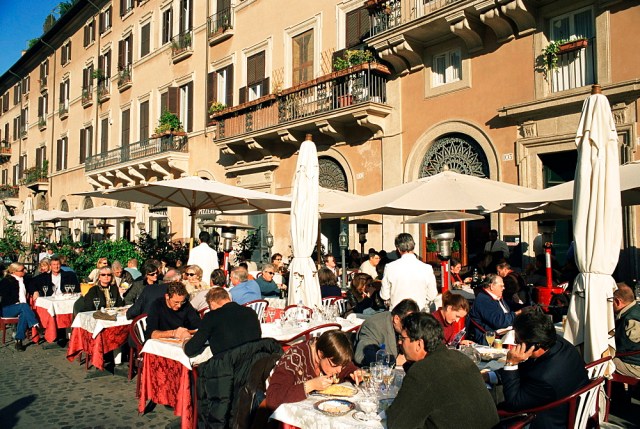 Outdoor cafe, Piazza Navona, Rome, Lazio, Italy, Europe